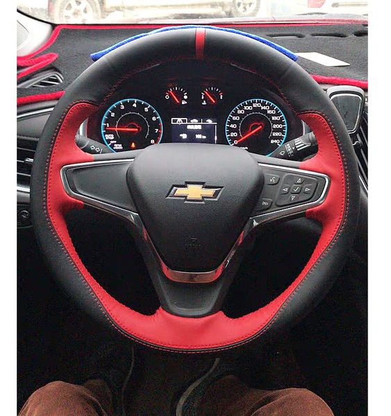 Housse de volant intérieure de voiture en cuir suédé personnalisé, cousue à la main, pour Chevrolet 18 20 MALIBU xl Monza Cavalier Equinox