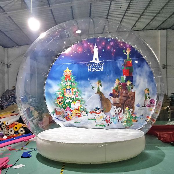 Pour Noël Tente de dôme à bulles gonflable géante avec boule à neige avec souffleur 4 m (13 pieds) de diamètre Fond remplaçable Globes à neige humains Clear house006