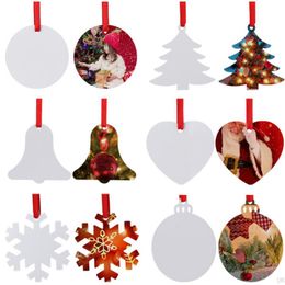 Pour Noël Ornement Blanc Imprimante Fournitures Sublimation Métal Aluminium DIY Personnalisez votre image 100 pièces lot340V