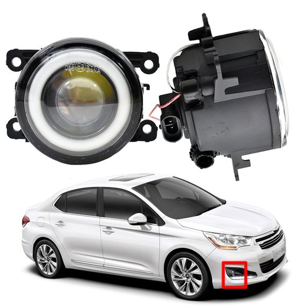 Pour citroën C4 berline 2012-2018 avec antibrouillard pare-chocs avant lentille LED lampe style Angel Eye DRL 12v H11