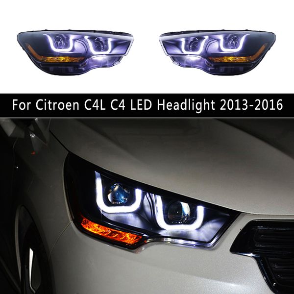 Para Citroen C4L C4 faro LED 13-16 luz de circulación diurna indicador de señal de giro tipo serpentina lámpara frontal accesorios de coche pieza de automóvil