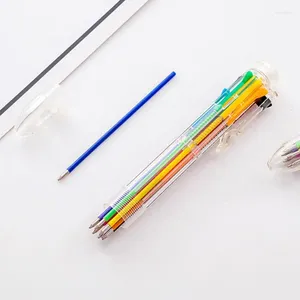 Pour stylo à bille multicolore créatif belle papeterie presse 8 couleurs huile Fo