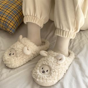 Voor schattige comwarm cartoon katoen vrouwen en mannen herfst en winter warme faux fur indoor home paar slippers dc