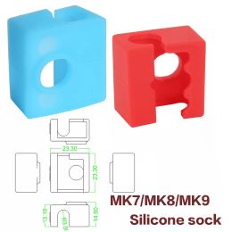 Para E3D V6/V5 MK7 MK8 MK9/Volnaco/BP6 Bloque de calor calcetines Bloque de calentador de manga de silicona Cubierta protector Hotend para piezas de impresora 3D