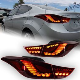 Pour Elantra feu arrière LED 2011-20 16 GTS Design feux arrière de voiture assemblage LED feu de brouillard arrière clignotant mise à niveau de frein inverse