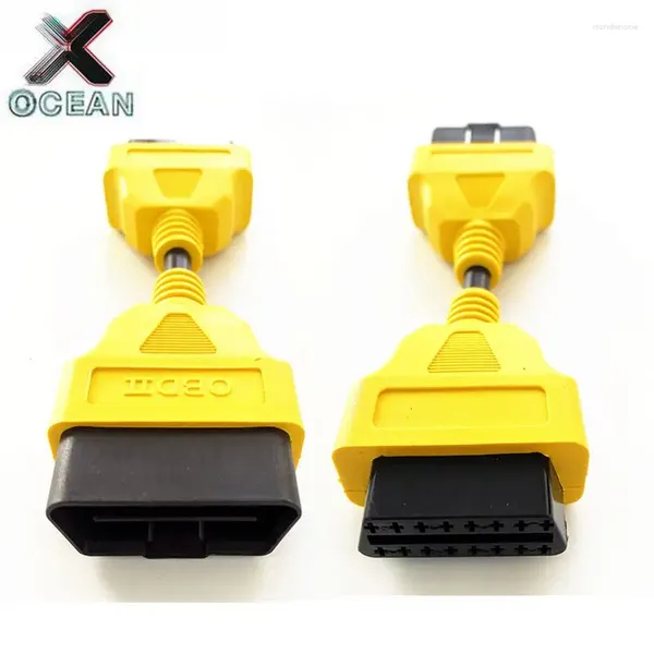 Adaptateur de câble d'extension 16 broches mâle à femelle, connecteur jaune OBD II, pour ELM327 OBD2, 13cm