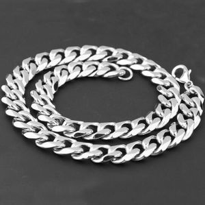 Voor Vader Geschenken Zilver 13mm 24 Inch Fashion Hip-Hop Sieraden Rvs Cubaanse Curb Link Collier Zilver Voor Heren Koele Geschenken