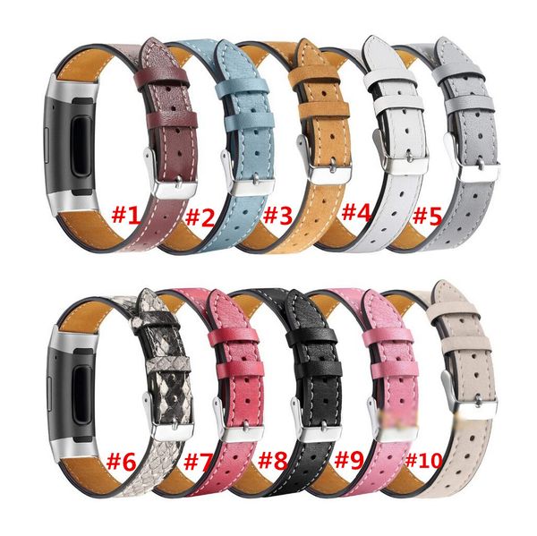 Para Fitbit Charge3 Correa de cuero Correa de reloj Loop Pulseras de moda de lujo Charge 3 Reemplazo de correa de reloj Pulsera Accesorios inteligentes