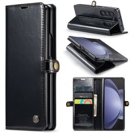 Para Fold 5 funda Caseme a prueba de golpes Vintage de cuero PU con soporte y tarjetero funda tipo billetera para Samsung Galaxy Z Fold 4 3 Fundas