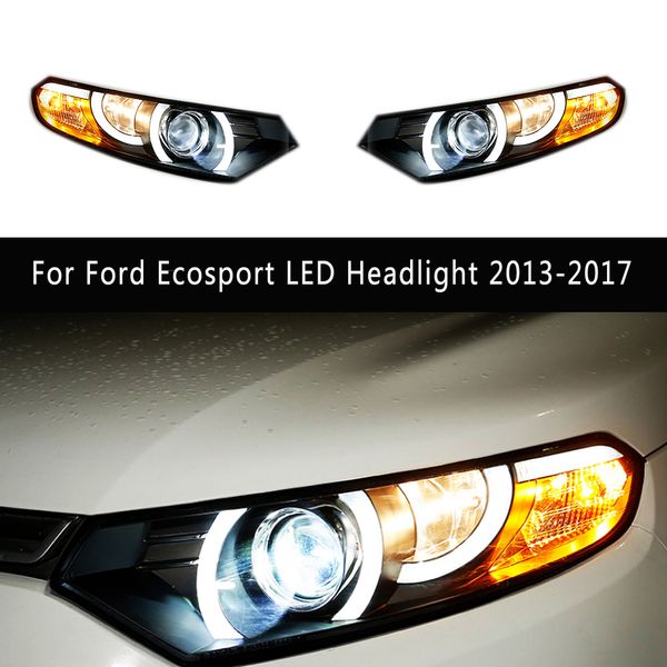 Para Ford Ecosport faro LED 13-17 accesorios de coche lámpara frontal DRL luz de circulación diurna dinámica indicador de señal de giro tipo serpentina