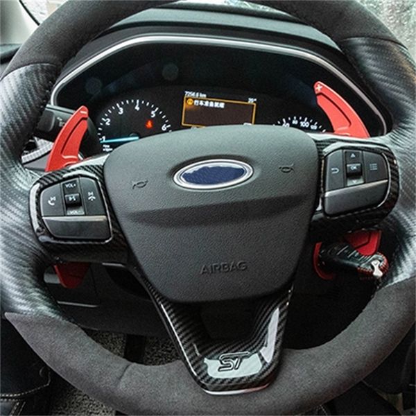 Para Ford Fiesta MK8 2017 2018 Focus MK4 ST 2019 2020 cubierta del volante embellecedores ABS fibra de carbono Stlye pegatinas accesorios de coche