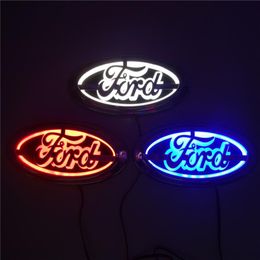 Para Ford FOCUS 2 3 MONDEO Kuga New 5D Auto logo Badge Lamp Logotipo de coche modificado especial Luz LED 14 5cm 5 6cm Azul Rojo White208C