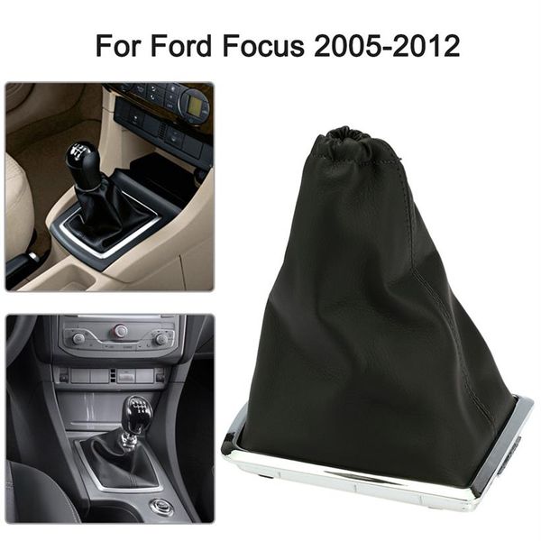 Pour Ford Focus 2 MK2 2005 2006 2007 2008 2009 2010 2011 nouveau pommeau de levier de vitesse de voiture noir guêtre en cuir véritable et Chrome 278q