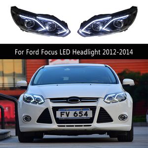 Para Ford Focus LED faro 12-14 Luz De Carretera Ojo de Ángel lente del proyector lámpara de cabeza piezas de automóvil luz de circulación diurna señal de giro