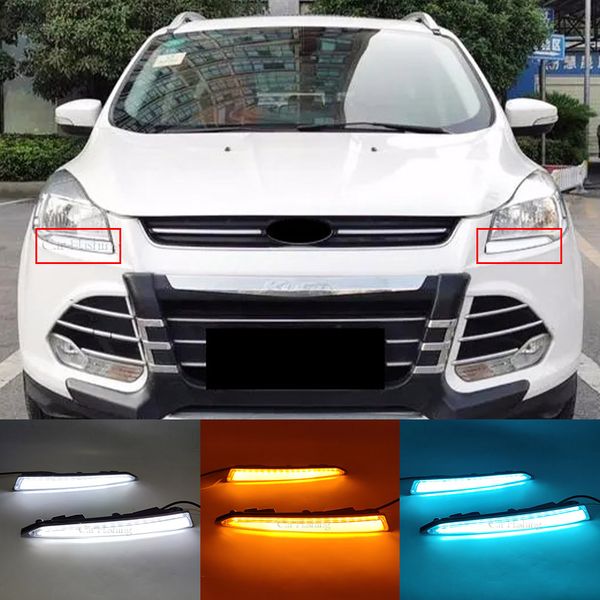 Feu antibrouillard DRL LED avec clignotant jaune dynamique, pour Ford Kuga Escape 2013 2014 2015 2016 2017