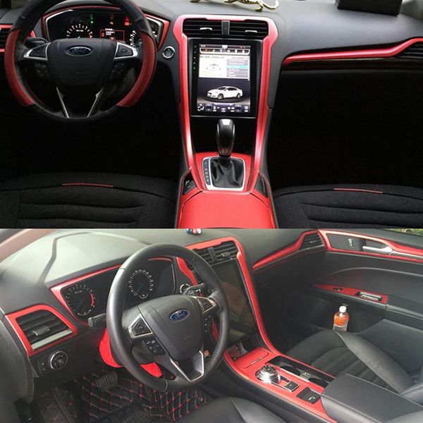 Para Ford Mondeo MK4 5 2013-2018, manija de puerta de Panel de Control Central Interior, pegatinas de fibra de carbono 5D, accesorios de estilo de coche 2856