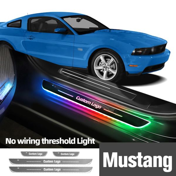 Pour Ford Mustang 2000-2023 2006 2007 2017 2010car Sild Light Logo personnalisé LED BELOLD SHERSHOLD PEDAL LAMP ACCESSOIRES