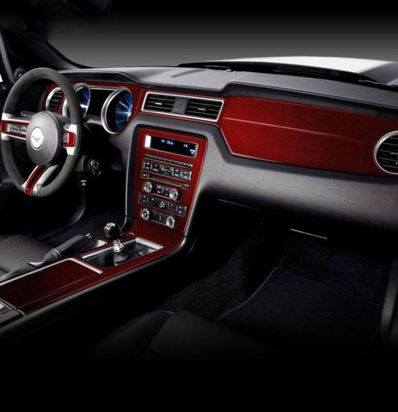 Para Ford Mustang 2009 2013, pegatinas de fibra de carbono para coche, Panel de instrumentos, cubierta embellecedora, moldura Interior, tiras decorativas 8057745
