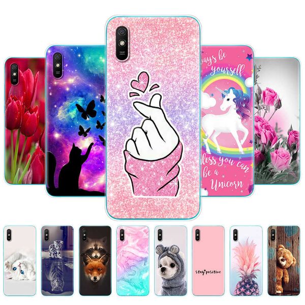 Para Xiaomi Redmi 9A Case 6.53 pulgadas Silicona Soft TPU Back Phone Cover Fundas Etui Bumper Protección completa Coque