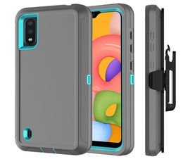 Para Galaxy A11 A01 Defender Funda con clip para cinturón Funda con soporte Funda protectora de goma resistente y resistente Factory7617269