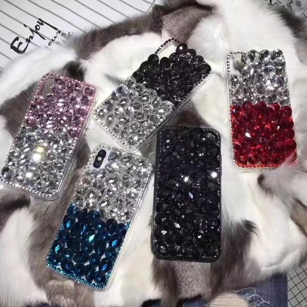 Pour Galaxy S9 plus les nouveaux étuis bling avec des strass de téléphone mobile Couverture de dos pour iPhone 6 7 8 Plus x Galaxy Note8 S8 Plus