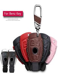 Voor Echt Leer 23 Knop Slimme Autosleutel Case Cover Voor Mercedes Accessoires W203 W210 W211 W124 Sleutelhangers Keychain6343969