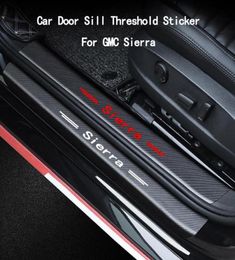 Autocollant de protection de seuil de seuil de porte de voiture GMC Sierra, emblème en Fiber de carbone, décalcomanie 74817423102215