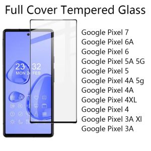 Pour Google 7 Protecteur d'écran Film en verre trempé à couverture complète avec impression en soie noire Compatible avec la couverture d'écran 6 5 5A 4 4A Pixel 6A