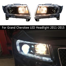 Voor Grand Cherokee LED Auto Koplamp 11-15 DRL Dagrijverlichting Streamer Richtingaanwijzer Voorlamp Verlichting montage