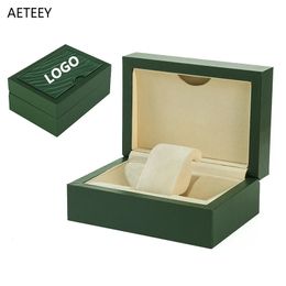 Para la caja de lujo verde de la caja de relojes PU Caja de regalo de cuero Exhibición de la joyería Organización de almacenamiento de la recolección de joyas de madera 240416