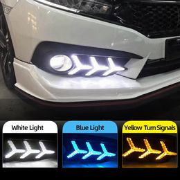 Para HONDA CIVIC 10º 2016 2017 2017 Turning Signal Style Relay 12V Coche LED DRL Luces de funcionamiento Durante Días Accesorios con Agujero de la lámpara de niebla