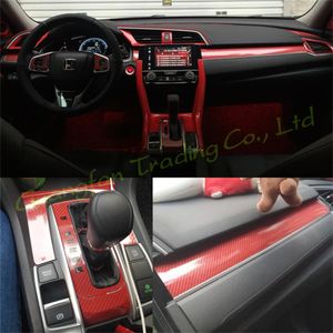 Para Honda Civic 10th Gen 2016-2019 Car-Styling 3D/5D Fibra de carbono Car Interior Center Console Color Change Molding Sticker Decal