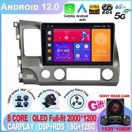 Voor Honda Civic 2005-2012 2DIN 4G Android 12 Car Stereo Radio Multimedia Video Player Navigation GPS Hoofd Eenheid CarPlay Monitor-4