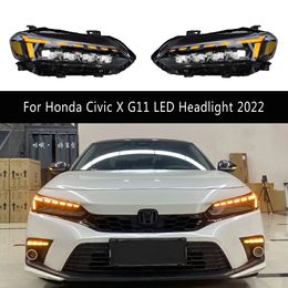 Pour Honda Civic X G11 Phare LED 2022 DRL Feu Diurne Streamer Clignotant Indicateur Lampe Avant Pour 180/240 Turbo Voiture Style