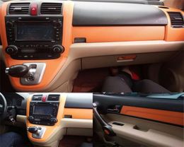 Autocollants en Fiber de carbone 3D5D pour poignée de porte, panneau de commande Central intérieur, pour Honda CRV 20072011, accessoires de style de voiture 7720606