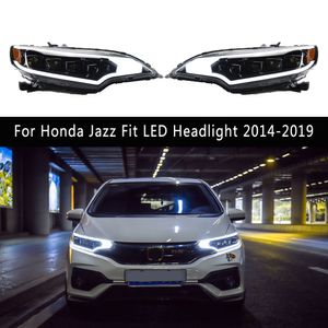 Voor Honda Jazz Fit LED Koplamp 14-19 Auto Koplamp Montage DRL Dagrijverlichting Dynamische Streamer Richtingaanwijzer voorlamp