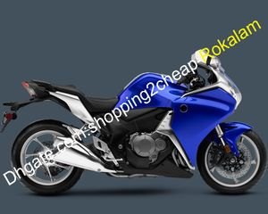Para Honda VFR1200 VFR 1200 Moto ABS Carrocería Juego de carenado de motocicleta Azul Plata Negro 2010 2011 2012 2013 (moldeo por inyección)