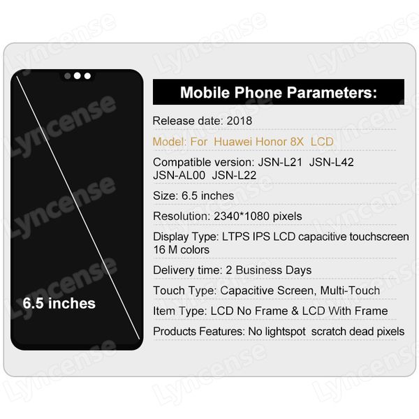 Pour Honor 8x LCD JSN-L21 JSN-L22 JSN-L23 écran d'affichage LCD Pièces d'assemblage de numériseur tactile pour Honor 8x Affichage JSN-L42 JSN-AL00