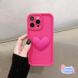 Voor Honor X50 X40 GT X30 X10 X9 5G X9A 8X Magic 5 4 Lite telefoonhoes 3D Stereo Love Heart Cute Matte Rose Red Green Simple Cover