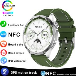 Pour Huawei GT4 NFC Smart Watch Men GPS Tracker 1,43 pouces AMOLED 466 * 466 Écran HD Afficher toujours Bluetooth Call Smartwatch Femmes