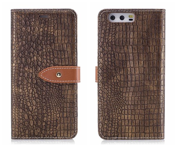 Pour HUAWEI P10 Lite Housse Etui Flip Portefeuille Carte Alligator En Cuir Crocodile Couverture Pour HUAWEI P10 Housse Flip