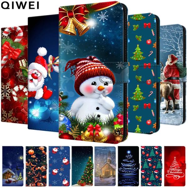 Pour Huawei P10 P20 P30 Lite Case de Noël Portefeuille COUVERTURE COUVERTURE DE COURT