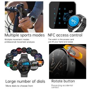 Voor Huawei Xiaomi NFC Smart Watch Men GT3 Pro AMOLED 390*390 HD SCHERM Hartslag Bluetooth Call IP68 Waterdichte smartwatch 2024