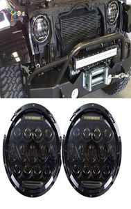 Pour Hummer H1 H2 phares 4quot LED antibrouillard 2X H4 7 pouces 40w 75w phare rond H13 LED phares pour Jeep Wrangler JK3142773