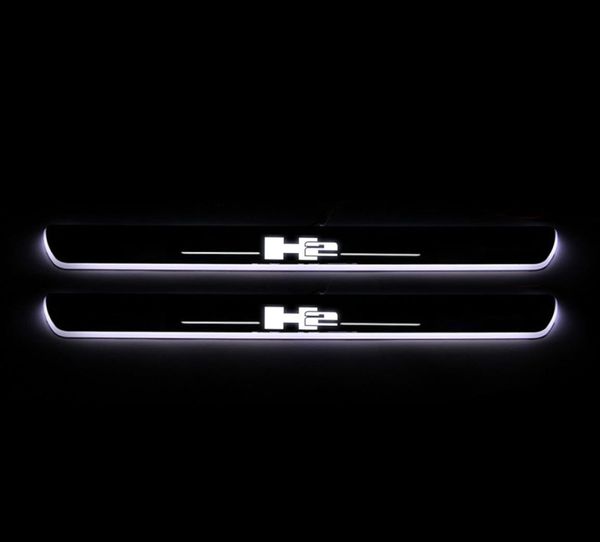 Pour Hummer H2 2004 2009 Acrylique Moving LED Pédale de bienvenue Car Plate de schuff Porte Porte de basculement Light1239378