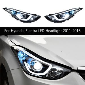 Para Hyundai Elantra faro LED 11-16 accesorios de coche indicador de señal de giro tipo serpentina dinámica DRL luz de circulación diurna lámpara frontal