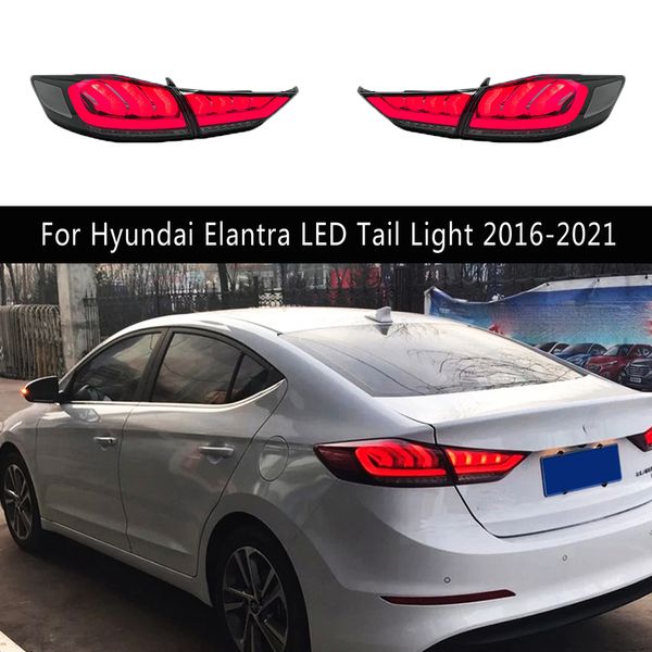 Para Hyundai Elantra luz trasera LED 16-21 conjunto de luz trasera lámpara trasera freno marcha atrás luces de circulación señal de giro serpentina piezas de automóvil