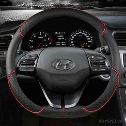 Para Hyundai ioniq 5 2016 2017 2018 2019 2020 2022 protector para volante de coche forma D cuero PU accesorios de automóvil interior J220808