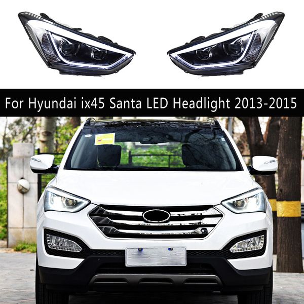 Pour Hyundai ix45 Santa phare LED 13-15 feux diurnes DRL lampe avant feux de route projecteur oeil d'ange lentille Streamer clignotant