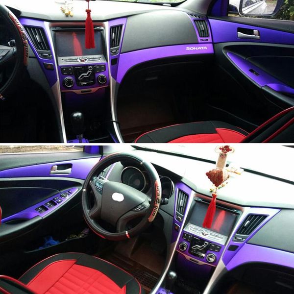 Para Hyundai sonata 8 2011-2014, manija de puerta de Panel de Control Central Interior, pegatinas de fibra de carbono 5D, accesorios de estilo de coche 215M